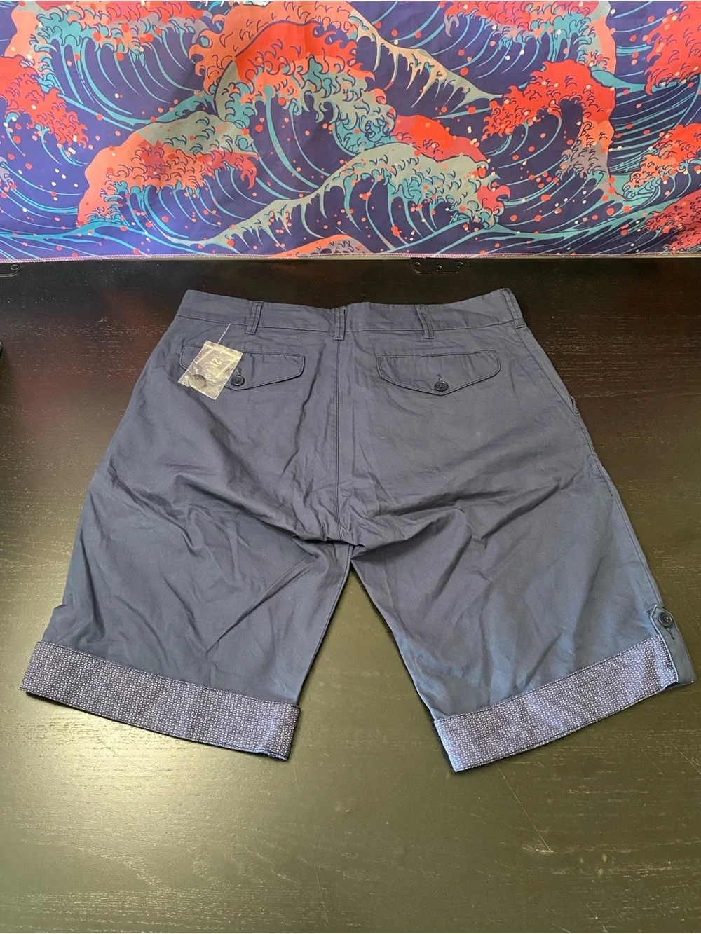 21men Navy Flat-Front Roll-Cuff Shorts